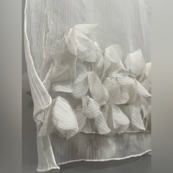 Vintage Y2K Badgley Mischka 80” 3D Sheer Organza Scarf Wrap Shawl Coverup White - Picture 4 of 15